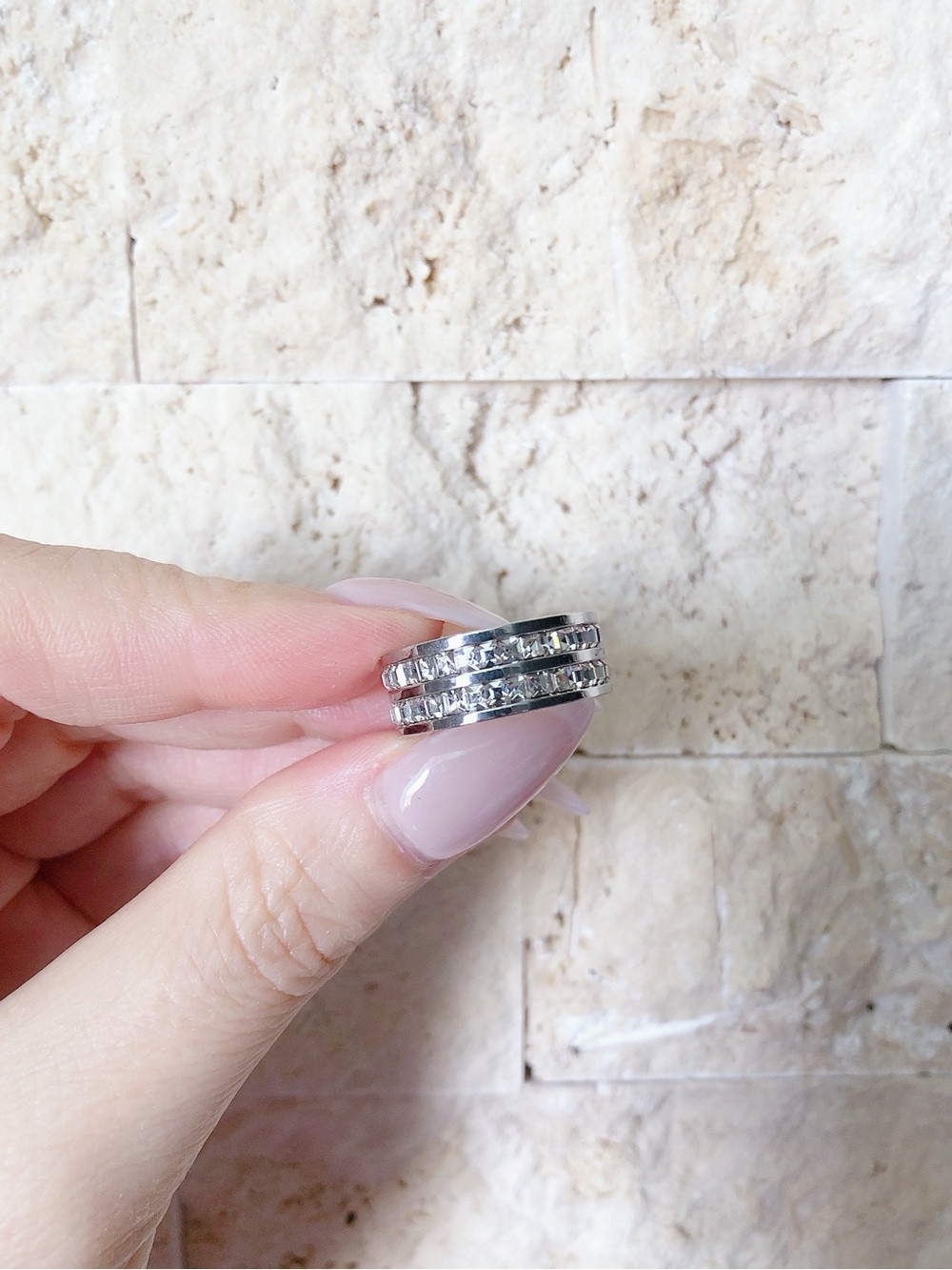 Stainless steel ring women’s size 7 double band Ring jewelry